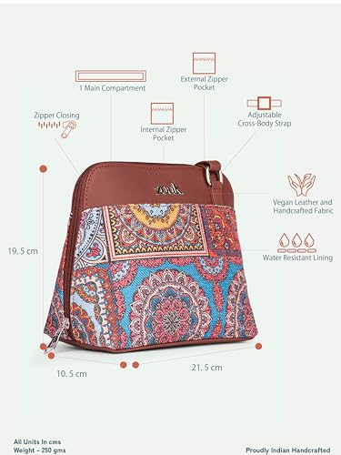 Image of ZOUK Printed Vegan Leather Out Of Office Sling Bag With Adjustable Strap For Women's Girls