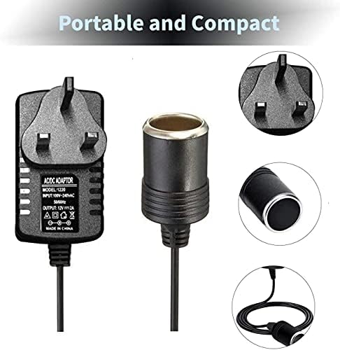 TFUFR Car Voltage Converter 240V 2A AC Mains to 12V DC Socket Power Inverters Power Adapter UK Plug Household Cigarette Lighter