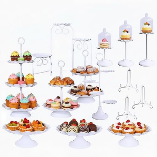 16 Pieces Cake Stands Metal Cupcake Holders Set...