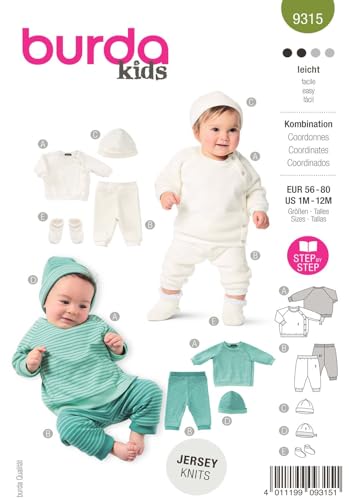 Burda Kids Schnittmuster #9315 Baby & Kinder Set Shirt und Hose Gr. 56-80 Nählevel 2 (leicht)