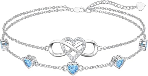 Pulsera tobillera de plata infinito joya para el día de la madre y cumpleaños