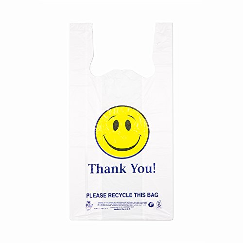 Inteplast Group #Smilet-SAK 1/6 BBL/Smiley Face, 12" x 7" x 22", 14 Mic, White (Pack of 500)