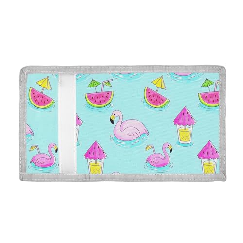 ALAZA Kids Wallets for Boys Girls Toddler Trifold Wallet Children Small Summer Flamingo Watermelon with Zipper Coin Pocket2
