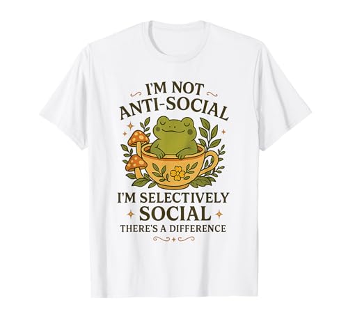 No Soy Antisocial Selectivamente Social Lindo Sarcasmo de Rana Camiseta