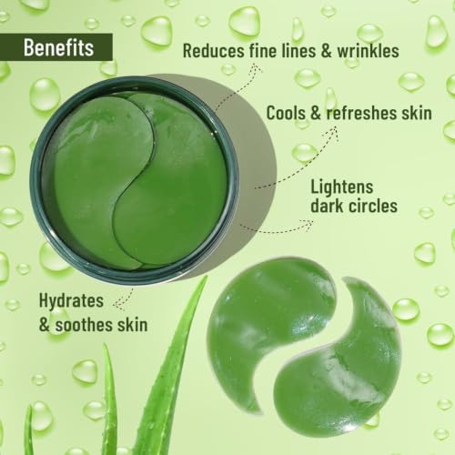 Image of Green Tea Hydrogel Under Eye Patches for Dark Circle, Fine Lines & Wrinkles Reduction | Cooling Under Eye Patch Mask for Instant De-Puffing (Eye Patches)