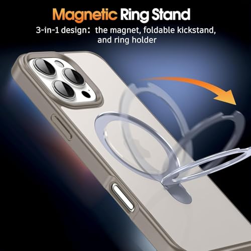 Image of iPhone 16 pro Max Magsafe Stand Case | Matte Design & 360 Protection | Military-Grade Apple iPhone 16 pro Max Cover | Ultra Premium - Gray
