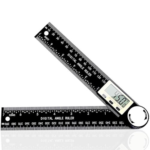 PDDYIER Angle Finder Protractor, 2-in-1 Miter Saw Protractor, 7 Inch/200mm ABS Angle Ruler, High Accuracy Miter Angle Measuring Tool for Woodworking, Metalworking, Carpenter, Construction