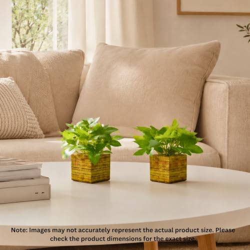 Image of DecoreBugs Artificial Real Touch Flower Plant with Pot (Pack of 2), 16 cm Height, Decorative Faux Floral Plant for Home, Office, Living Room, Bedroom, Table & Shelf Decor