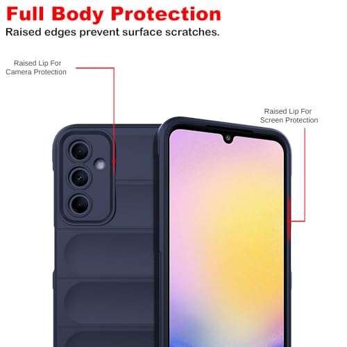 Image of amazon basics Mobile Cover for Samsung Galaxy A25 5G | Full Camera Protection | Liquid Silicon Case | Flexible Bumper Case for Samsung Galaxy A25 5G (Dark Blue)