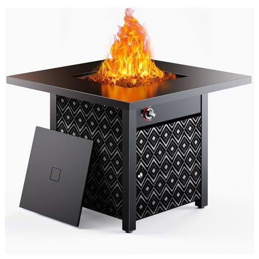 Ciays Propane Fire Pit, 28” Gas Fire Pit with Texteline Pattern, 50,000 BTU Steel Firepit for Patio, Garden, & Backyard, 2-in-1 Firepit with Removable Lid, CSA-Certified, Black