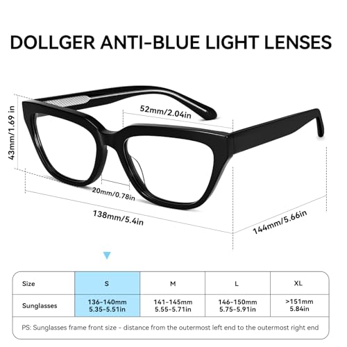 Image of Dollger Blue Light Blocking Glasses For Woman Men Rectangle Cat Eye Computer BlueLight Glasses Clear Lens Non-Prescription