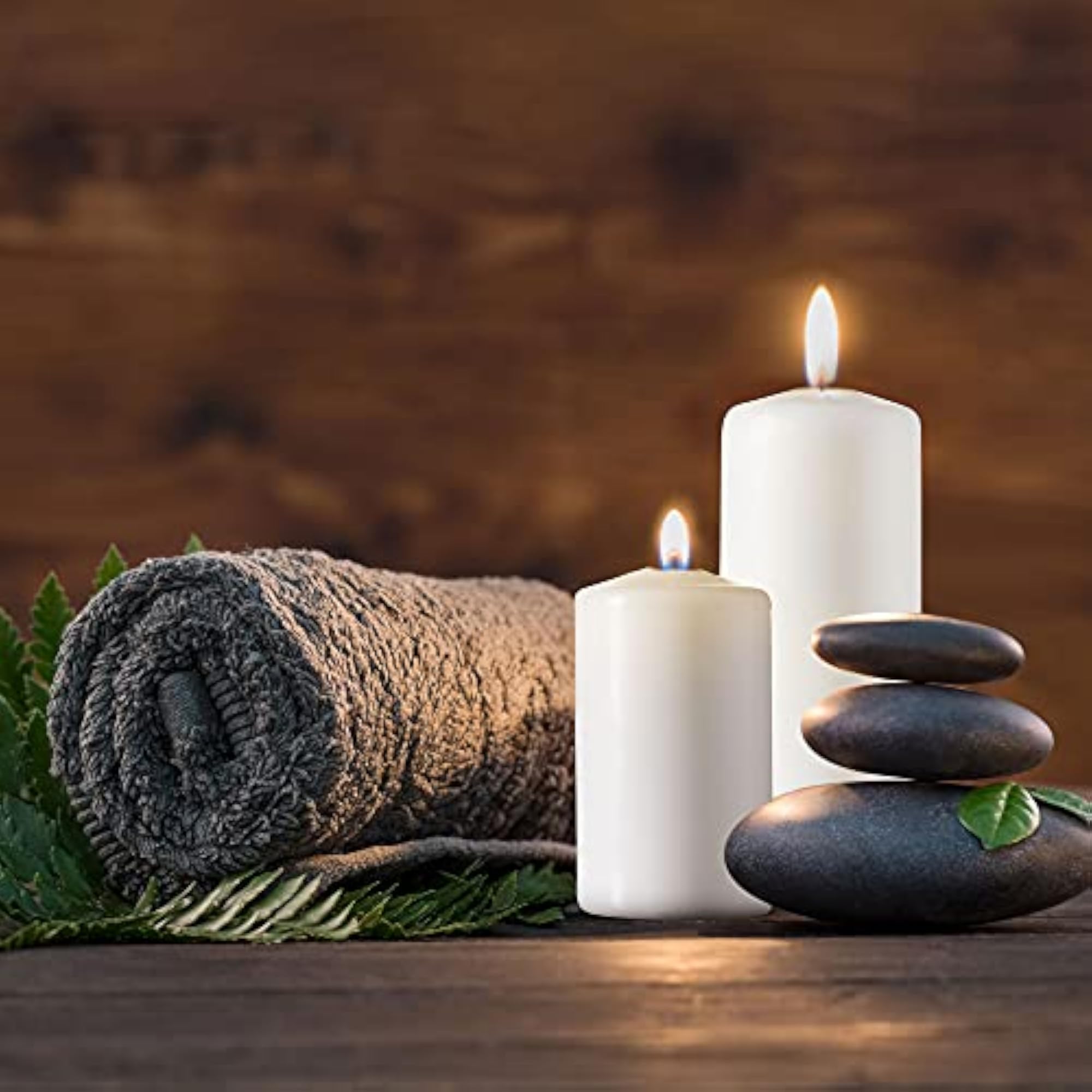 SPAAS White Pillar Candles, 9 Pack, Dripless