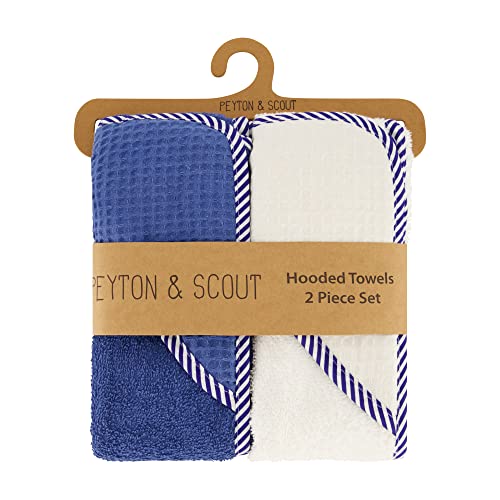 Image of Cudlie Charlotte and Star Waffle Weave Hooded Baby Blanket for Infants and Toddlers, Pure Cotton Terry Cloth Towel for Children, 2-Pack Baby Bath Towels