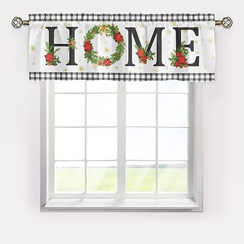 Christmas Curtains Valance, Christmas Holiday Decor Curtain Valance Window,Blackout Kitchen Curtain,Rod Pocket Valance Window,Farmhouse Country Window Curtains for Bedroom Living Room Kitchen