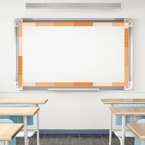 Image of Whaline 65.6 Ft Orange Scalloped Bulletin Board Borders Back to School 4 Rolls Gradient Orange Die-Cut Board Trim for Little Cutie Classroom Office Chalkboard