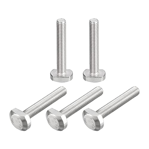 uxcell T-Slot Bolts, 5pcs M5x30mm T Slot Drop-in Stud Sliding Bolts 304 Stainless Steel T Shape Screws for T Track