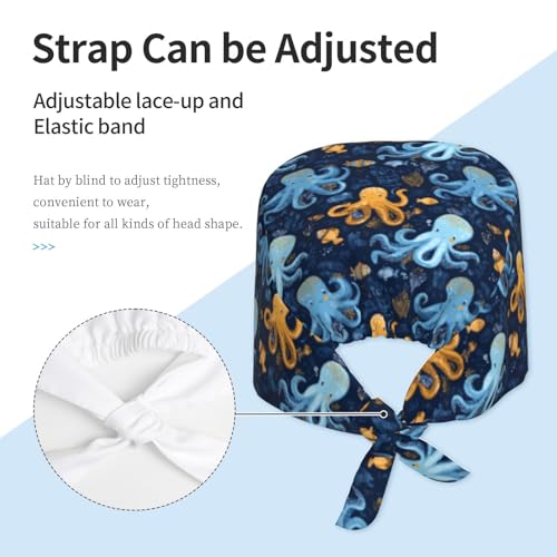 Image of Adjustable Scrub Cap with Sweatband, Breathable Working Hat for Men /Women