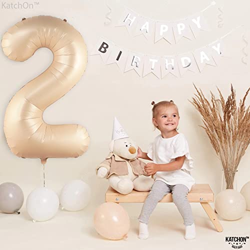 Image of KatchOn Caramel Number 2 Balloon 40 Inch 2nd Birthday Decorations for Boys