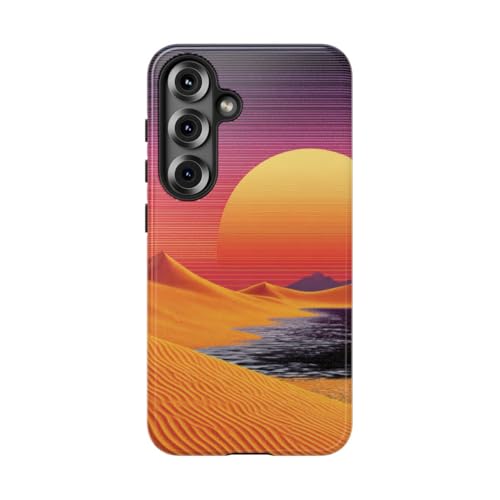 Coque Samsung S25 coucher de soleil dunes orange rigide brillante保护壳