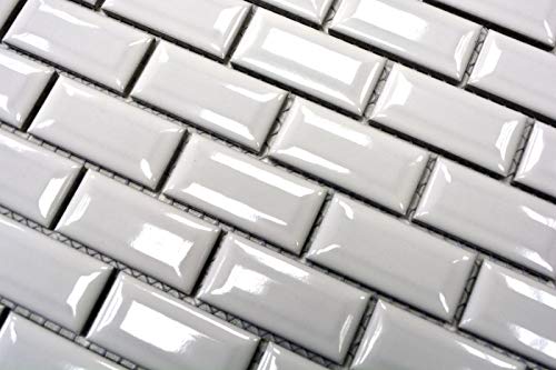 MOS26-0102 Mini Metro Subway Mosaïque Facette Blanche Mosaïque Carrelage Carrelage Cuisine