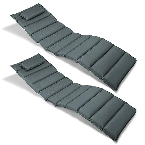 Nexos Divero Liegenauflage – 2er Set Auflage Polster für Sonnenliege Gartenliege Holzliege Saunaliege mit Kopfkissen – bequem hochwertig robust – anthrazit