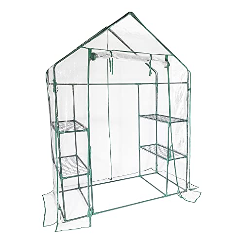 Garden Elements Personal Plastic Indoor/Outdoor Standing Greenhouse for Seed Starting and Propagation, Frost Protection, Clear, Medium, 56" x 29" x 77"