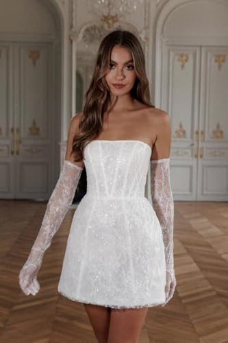 Short Wedding Dresses for Bride 2025 Lace Applique Boho Mini Bridal Dress for Bride2