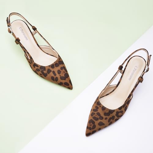 Image of C.Paravano Kitten Heels for Women Pointed Toe Slingback heeled Sandal Pumps