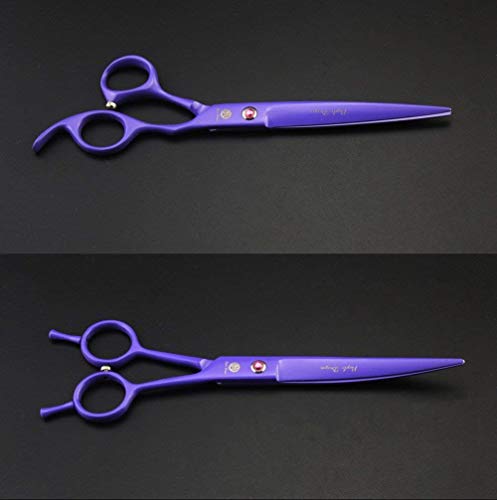 Image of Purple Dragon 7.0 inch Rhinestone Decoration 3PCS Pet Grooming Scissors Dog Hair Cutting & Thinning Shears Set (Violet)