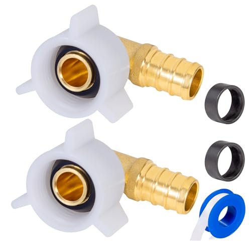 Breezliy PEX 1/2 x 1/2 NPT Female Threaded Swivel Elbow NPSM Brass Crimp Fittings Pex Fittings 1/2 inch 90 Degree Swivel Female Adapter For RV Pex Faucet Connector(2PCS 1/2 Elbow)