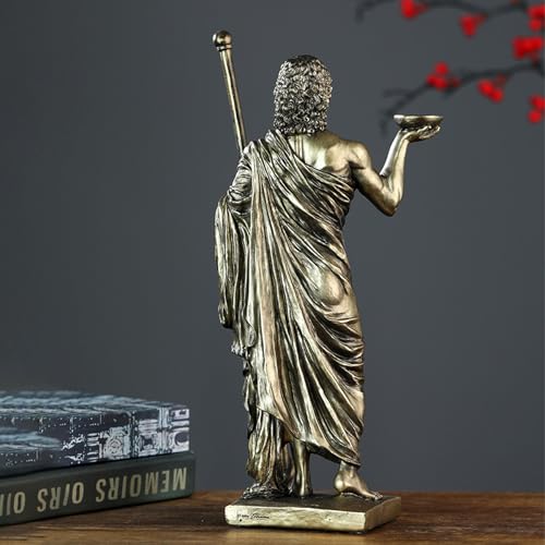 Escultura Asclepio Dios Griego Medicina Resina Bronce miniatura 7