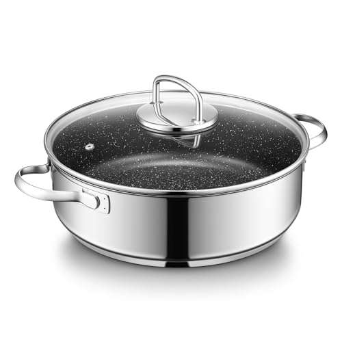 BEZIA Schmorpfanne 28 cm hoher Rand, 5,2L Schmortopf mit Deckel,...