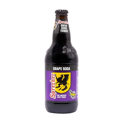 Sprecher Grape Soda in 16 fl oz Glass Bottles (12 Pack), Fire Brewed Craft Soda with Real Honey, Bold Juicy Grape Flavor, Naturally Flavored Gourmet Soft Drink