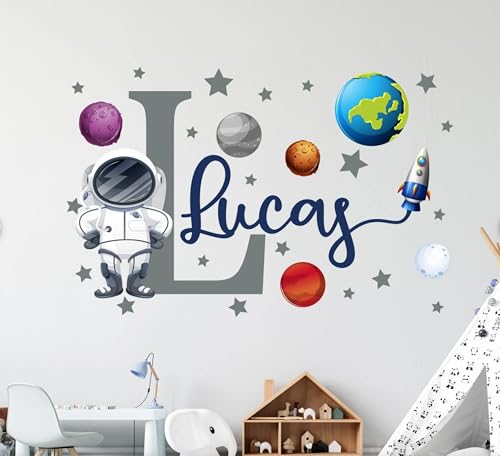Vinilo decorativo personalizado de astronauta para pared miniatura 2
