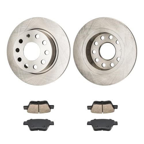 Image of KAX Rear Brake Kit, OE Brake Rotors and Ceramic Brake Pads | Fits Volkswagen Jetta 2012-2014, Volkswagen Beetle 2013, Volkswagen GTI 2013, Volkswagen Eos 2012-2013, Audi A3 2011-2013