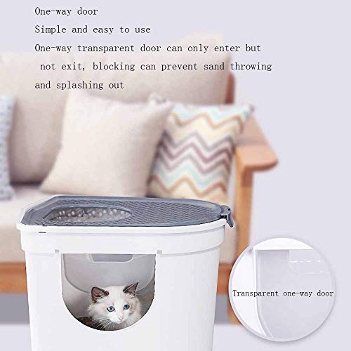 Top Cat Vaso sanitário branco para gatos à prova de respingos de três portas, grande capacidade, cor