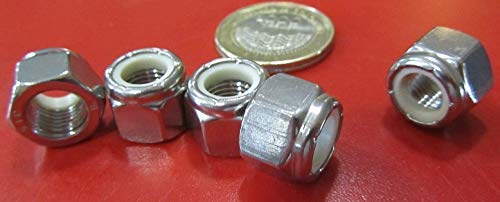 316 Stainless Steel Nylon Insert Hex Nuts RH 3/8-24 Thread x 9/16 W x 29/64 H 25 Pcs
