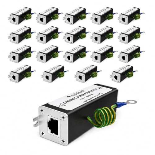 Image of GDT Ethernet Surge Protector Gigabit, 20 Pack 5KA PoE++ Network Protection | RJ45 Surge Protector,CAT5 /CAT6 Thunder Arrestor,Mounting Flange,Lightning Arrestor for Network Equipment