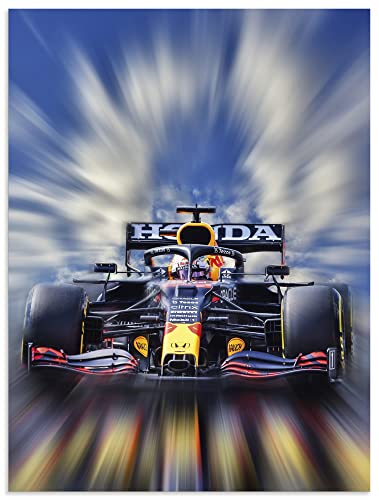 Wandbild ARTLAND Max Verstappen - Weltmeister der Formel1 Bilder Gr B H 30 cm x 40 cm Alu-Dibond-Druck Auto Hochformat 1 St blau Kunstdrucke als Alubild Leinwandbild Wandaufkleber oder Poster in versch Größen