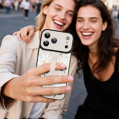 MOWIME Compatible with iPhone 17 Pro Max Case with Finger Strap, Daisy Floral Shockproof Soft TPU Protective Cover for Women Girls, Slim Anti Scratch Case for iPhone 17 Pro Max 6.9 Inch, White by MOWIME - Used condition - Image 5