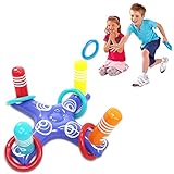 SELECCIÓN DE JUEGOS: Son los juegos al aire libre y interiores más divertidos para niños y adultos. También es ideal para fiestas de piscinas. Tanto la base y el anillo inflables pueden flotar.