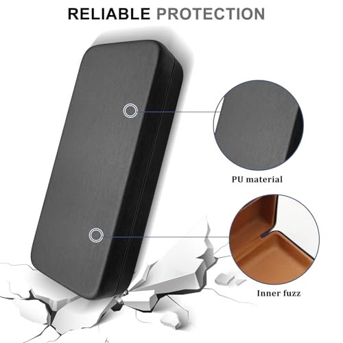 Image of 2 Pcs Hard Shell Eyeglasses Case,PU Leather Unisex Hard Glasses Case (grey)