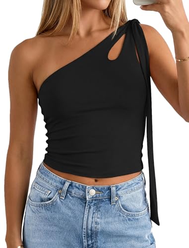 Matunana Womens One Shoulder Tops - Going Out Crop Y2k Cute Tank Top - image 1