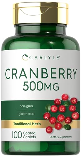 Carlyle Cranberry Pills | 500mg | 100 Caplets | Vegetarian, Non-GMO, Gluten Free Supplement