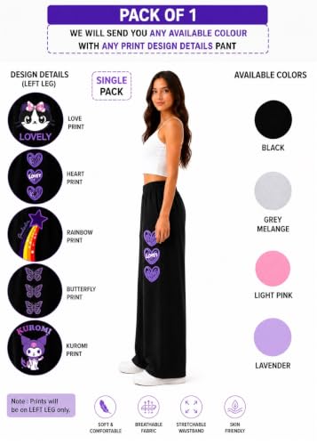 Image of Girls Wide Leg Casual Pant with Graphic Print Pack of 1