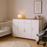FurnitureR Cassettiera bianca, design moderno con spazio versatile per mobili per neonati e bambini, costruzione in MDF durevole, facile da montare, soluzione salvaspazio per la casa