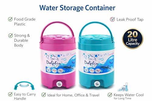Image of Premium high Quality Insulated Water Camper with Spigot, 20 Litre Capacity,in rendam Colour for Tour and Office Paspas