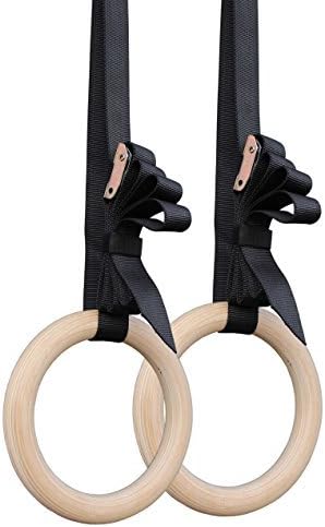 Titan Fitness 31.75mm Gymnastics Rings, Non-Slip Wooden Rings, Extra Long 16 FT Nylon Straps, FIG Gymnastic Rings with Cam Buckle System, Olympic Pull Up Fitness Rings, Rated 600 LB