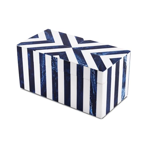 Image of Handicrafts Home Chevron Collection, Storage Organizer Decorative Box Multipurpose Gift - Chevron Blue 10x5x5 inch