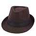 Unisex Classic Manhattan Fedora Hat with Black Band Fashion Casual Jazz Wool Cap（Coffee）